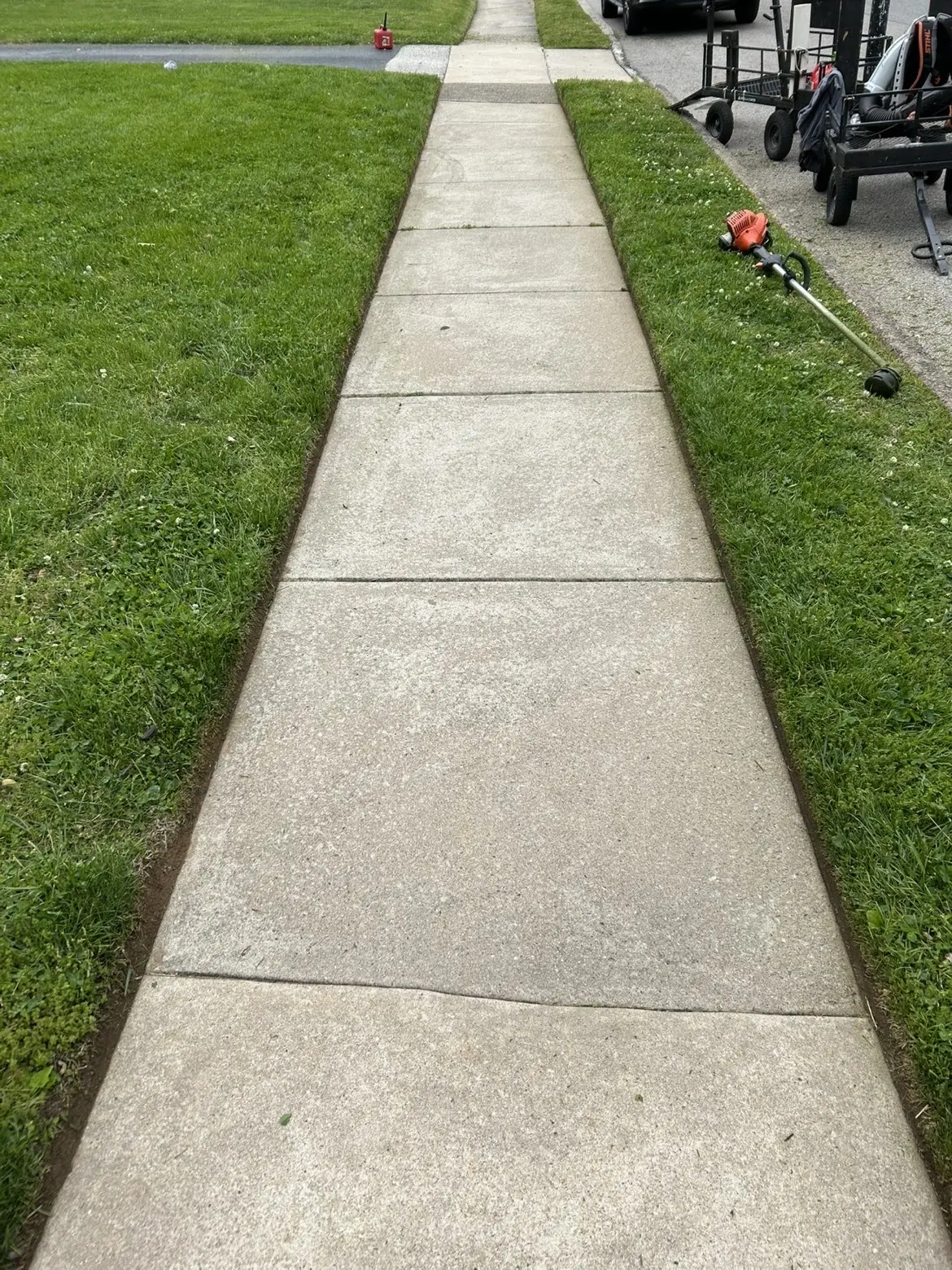 Clean power-washed concrete walkway